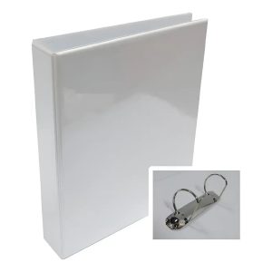 Carpeta pvc blanco con pvc cristal porta caratula en tapa y lomo. OFICIO